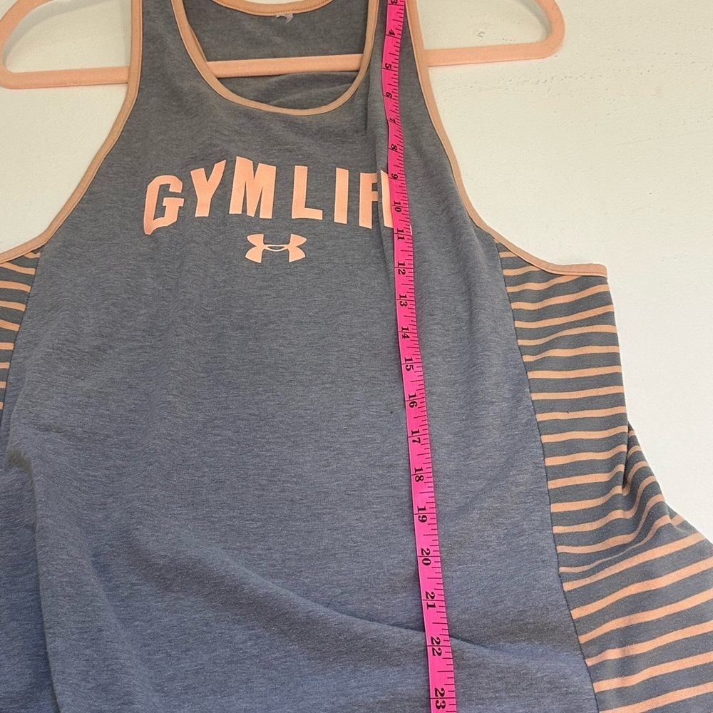 Under Armour Gym Life Gray and light orange/peach Gym Tank Top Size Large - Picture 7 of 7